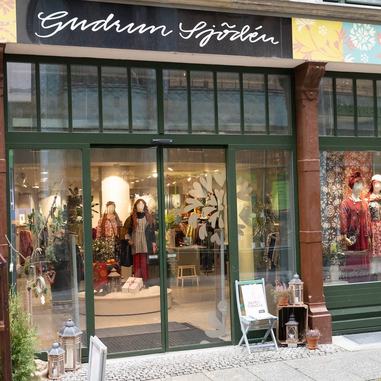 Outside Gudrun Sjödén’s store in Leipzig.