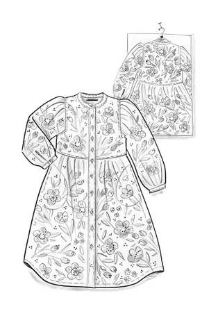 Gemustertes Kleid „Eternelle“ aus Bio-Baumwolle - curryrot-gemustert