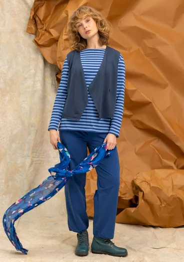 Knitted organic cotton/wool waistcoat - Pacific blue