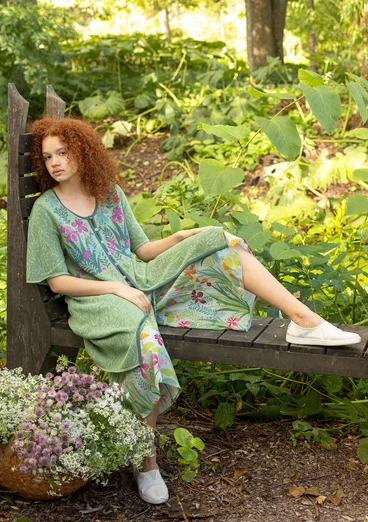 Pointelle-Strickjacke „Iris“ aus Leinen/Recycling-Baumwolle - staubgrün