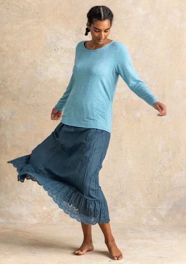 “Bianca” lyocell/elastane jersey top - blue topaz/patterned