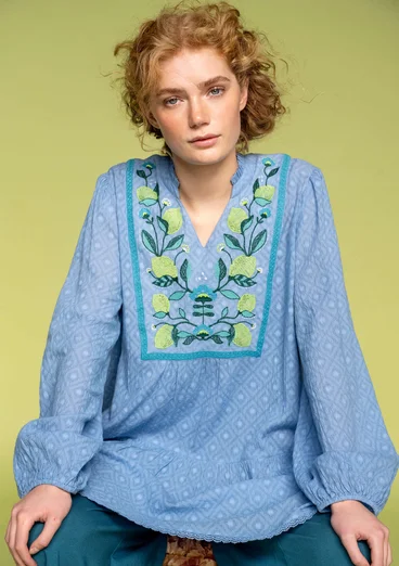 “Hilda” woven organic cotton tunic - mild blue