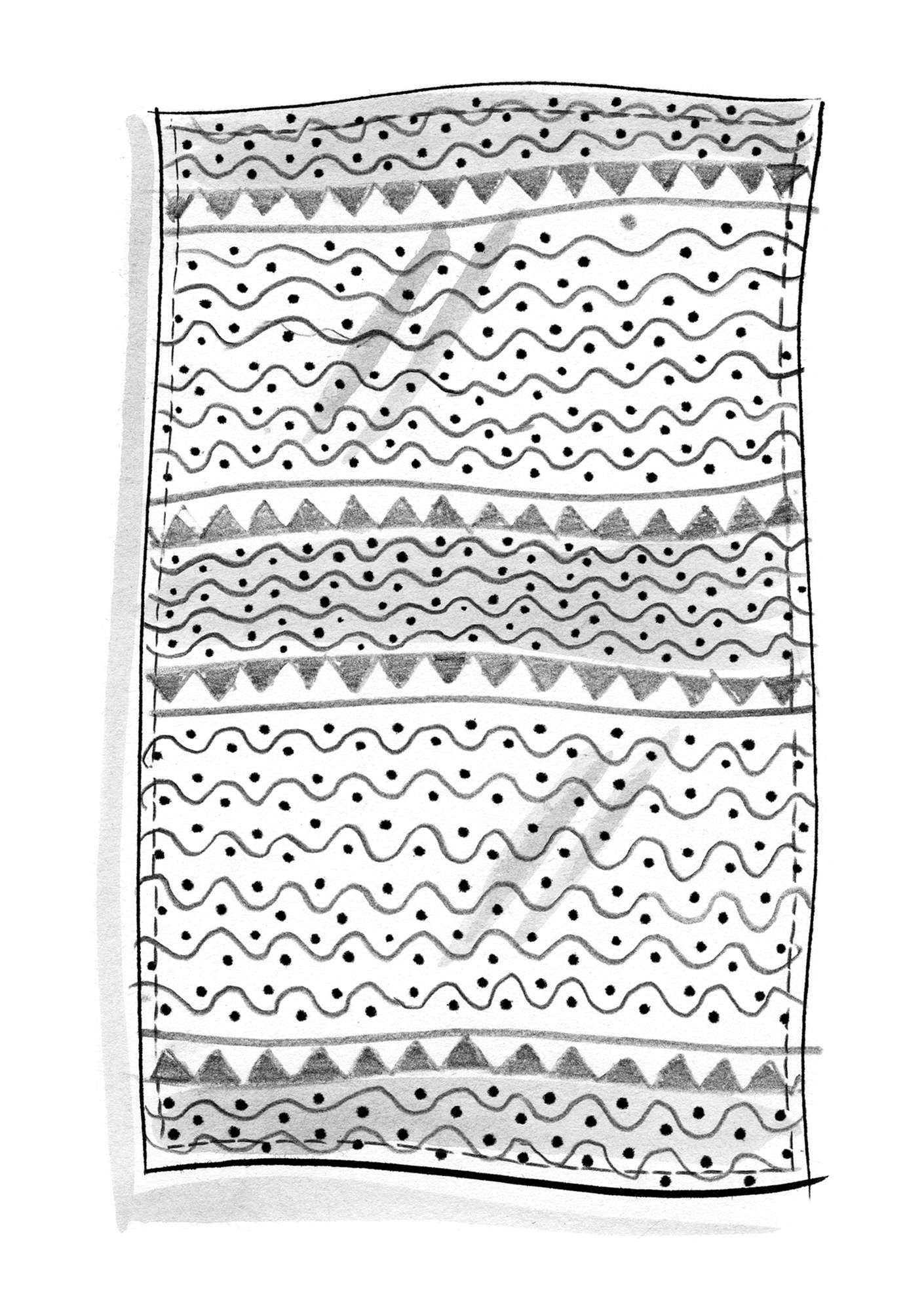 “Elder” organic cotton fabric panel with a block-print design natural