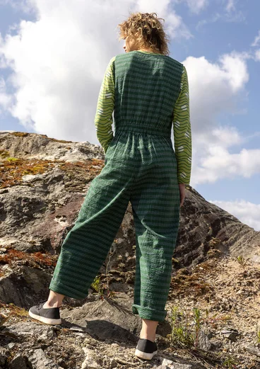 Vevd buksedress «Wavy» i økologisk bomull - teal