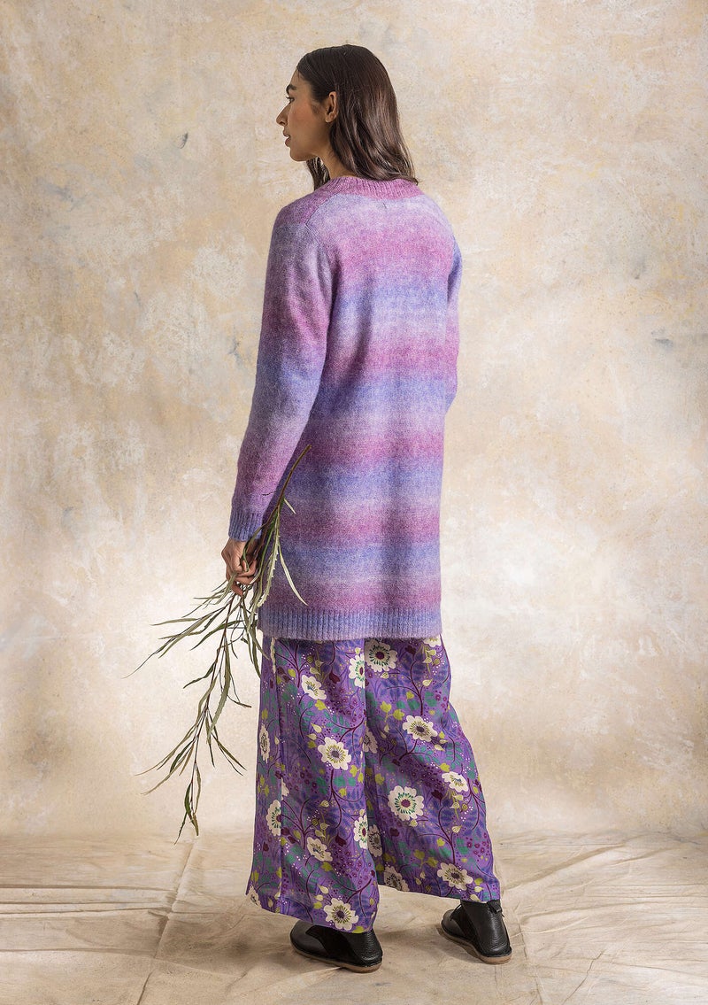  “Bello” long cardigan in alpaca/wool blend hyacinth