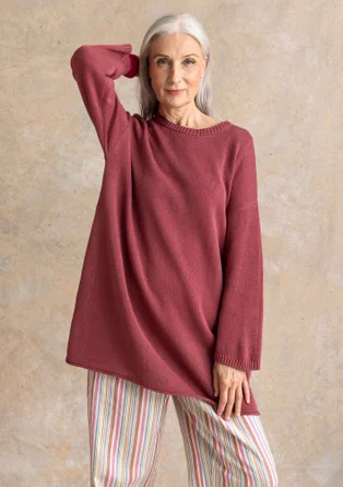 Striktunika i genanvendt bomuld - dunkelrød