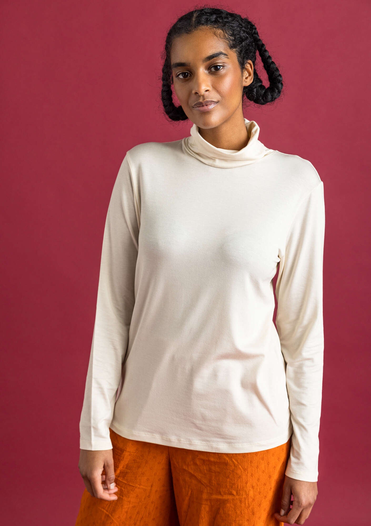 Cotton spandex jersey long sleeve turtleneck deals