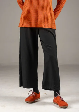 Trousers in a woven organic cotton/linen blend - black