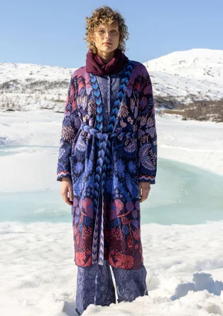 Lang cardigan "Tanana" i bomuld/lyocell - midnatsblå