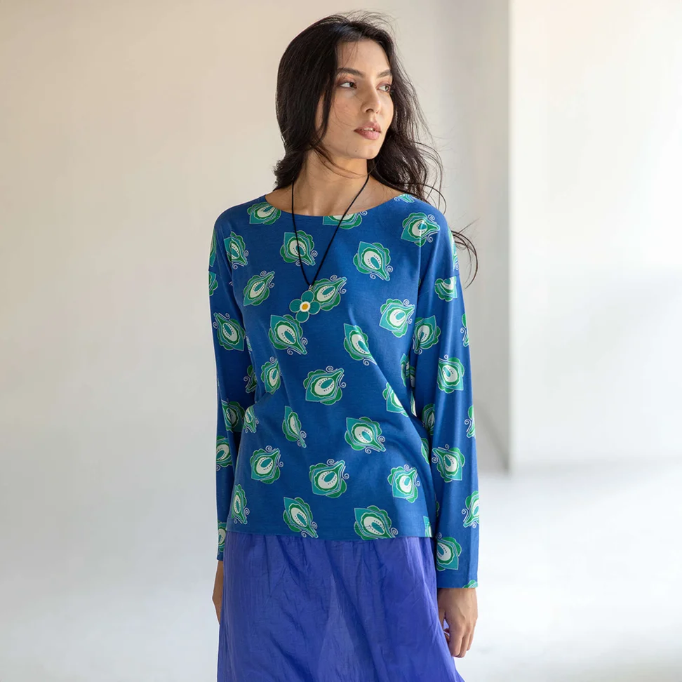 Pusero "Calla" ekopuuvillaa/modaalia - posliininsininen