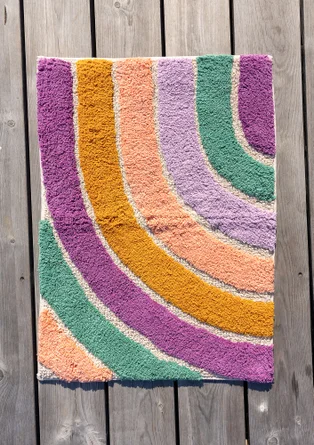 Tapis de bain "After rain" en coton biologique - pétunia