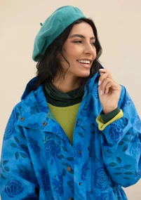 “Livia” patterned/solid-colour parka in water-repellent organic cotton - bright blue/patterned