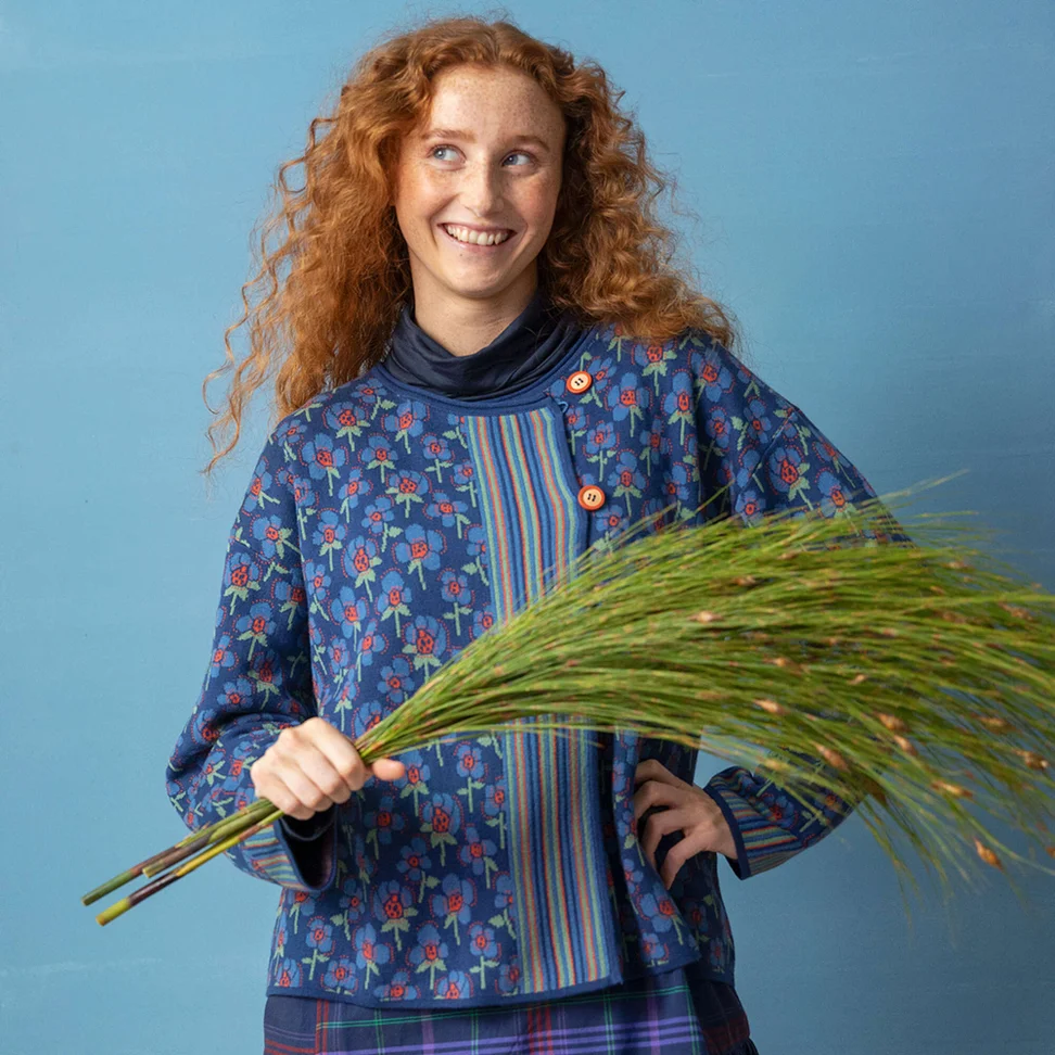 “Andes” cardigan in organic/recycled cotton - indigo