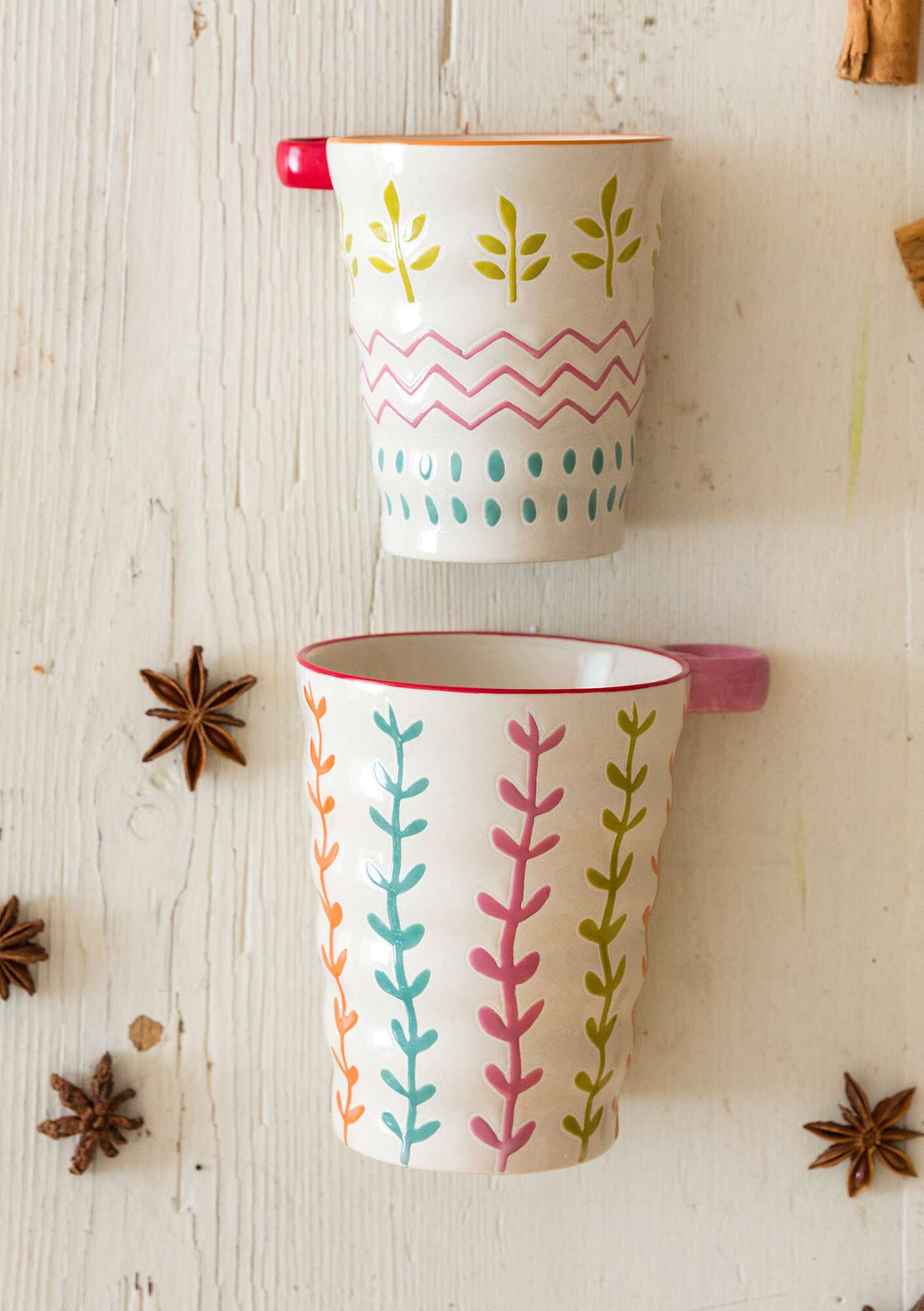 “Caramel” ceramic mug, 2-pack ecru/multicoloured
