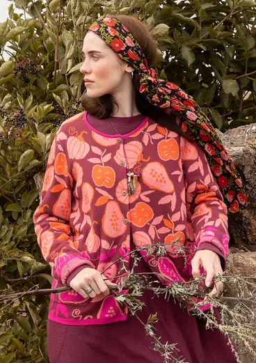 Gilet à motif "Pumpkin" en coton biologique et recyclé/laine - pourpre