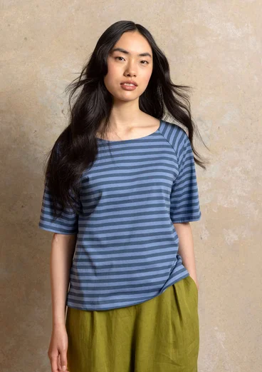 Basic gestreept T-shirt van biologisch katoen - Stille Oceaanblauw/oudblauw