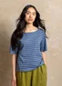 Basic-Streifenshirt aus Bio-Baumwolle (pazifikblau-altblau S)
