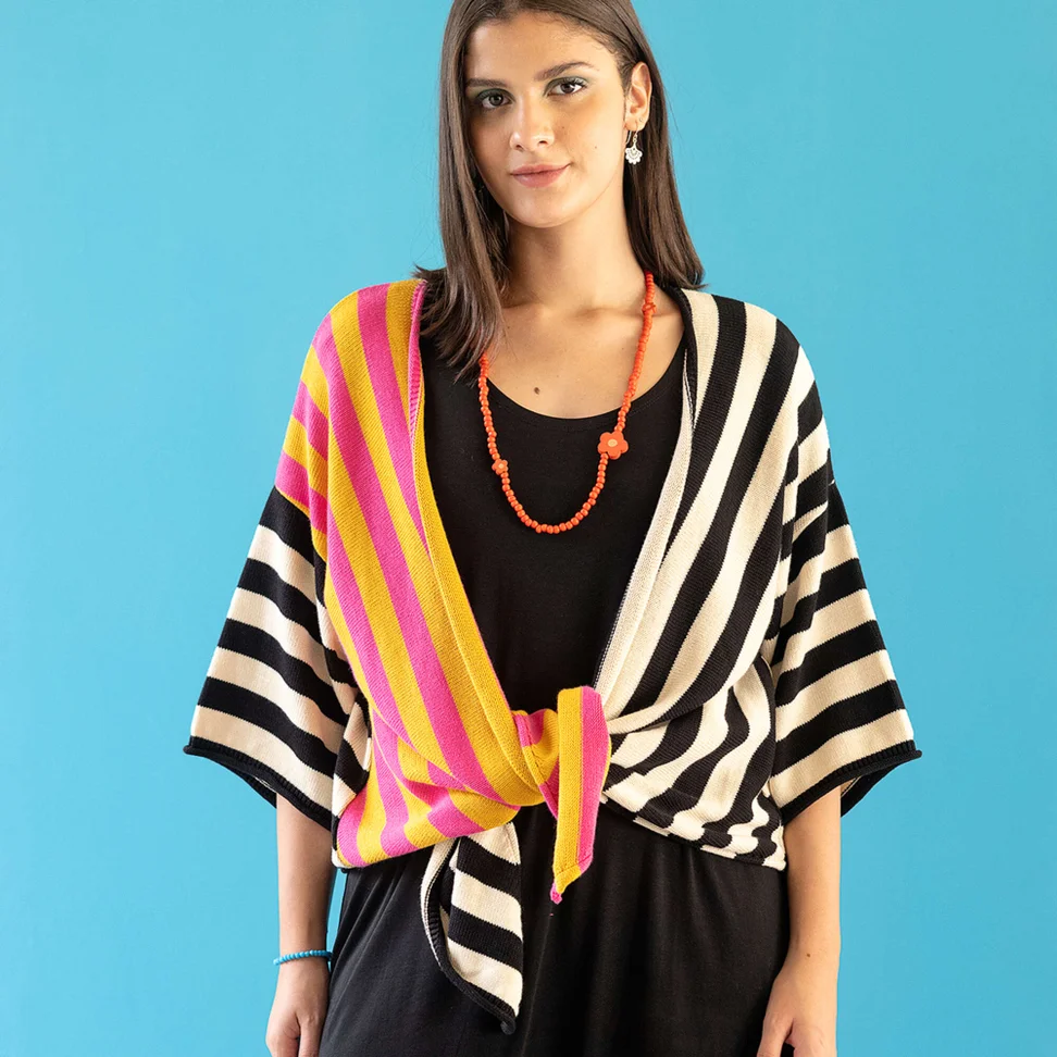 “Fernanda” organic cotton wraparound cardigan - black