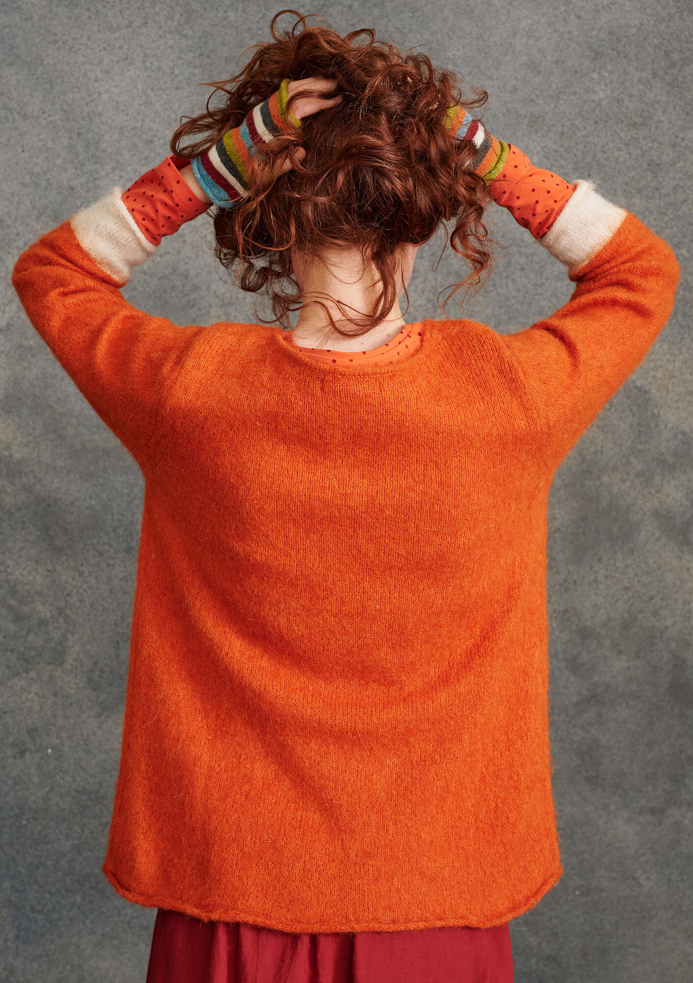 Sweater in brushed alpaca blend burnt orange thumbnail