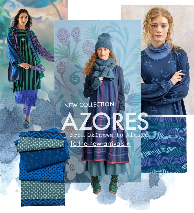 A collage of pictures and watercolour paintings from Gudrun Sjödén’s 2025 Winter collection. 