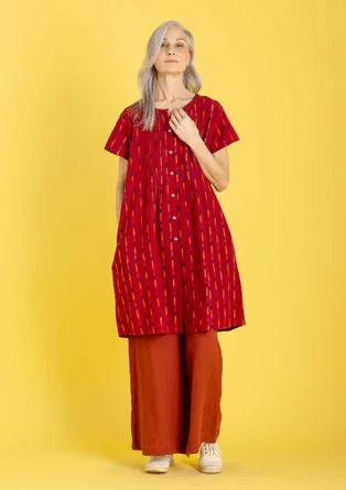 Robe "Ikat" en coton tissé - rouge garance