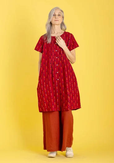 Robe "Ikat" en coton tissé - rouge garance