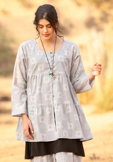 Blouse d'artiste "Cirrus" en coton biologique - héron