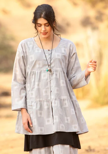 Blouse d'artiste "Cirrus" en coton biologique - héron