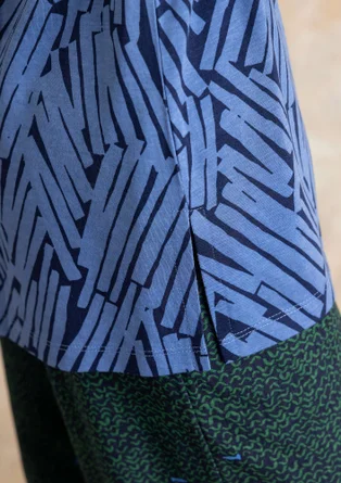 Gemustertes Shirt „Timmer“ aus Bio-Baumwolle/Modal - meeresblau