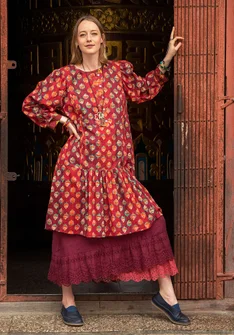 Robe "Nepal" en coton biologique tissé - rouge agate