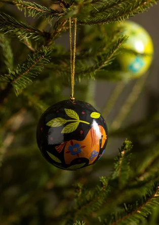Kerstbal van papier-maché - zwart