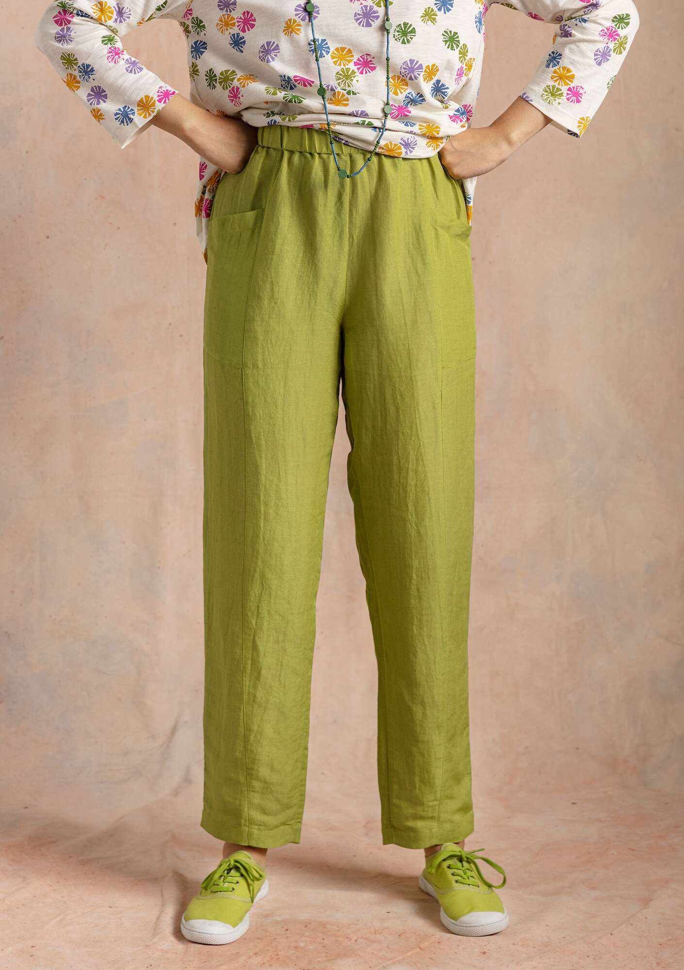 Woven pants in linen/modal kiwi
