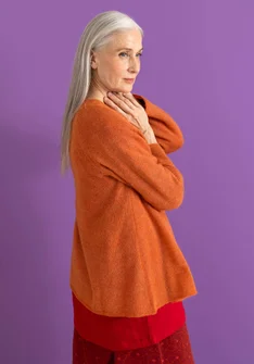 Wool/cotton/alpaca cardigan - light grapefruit/melange