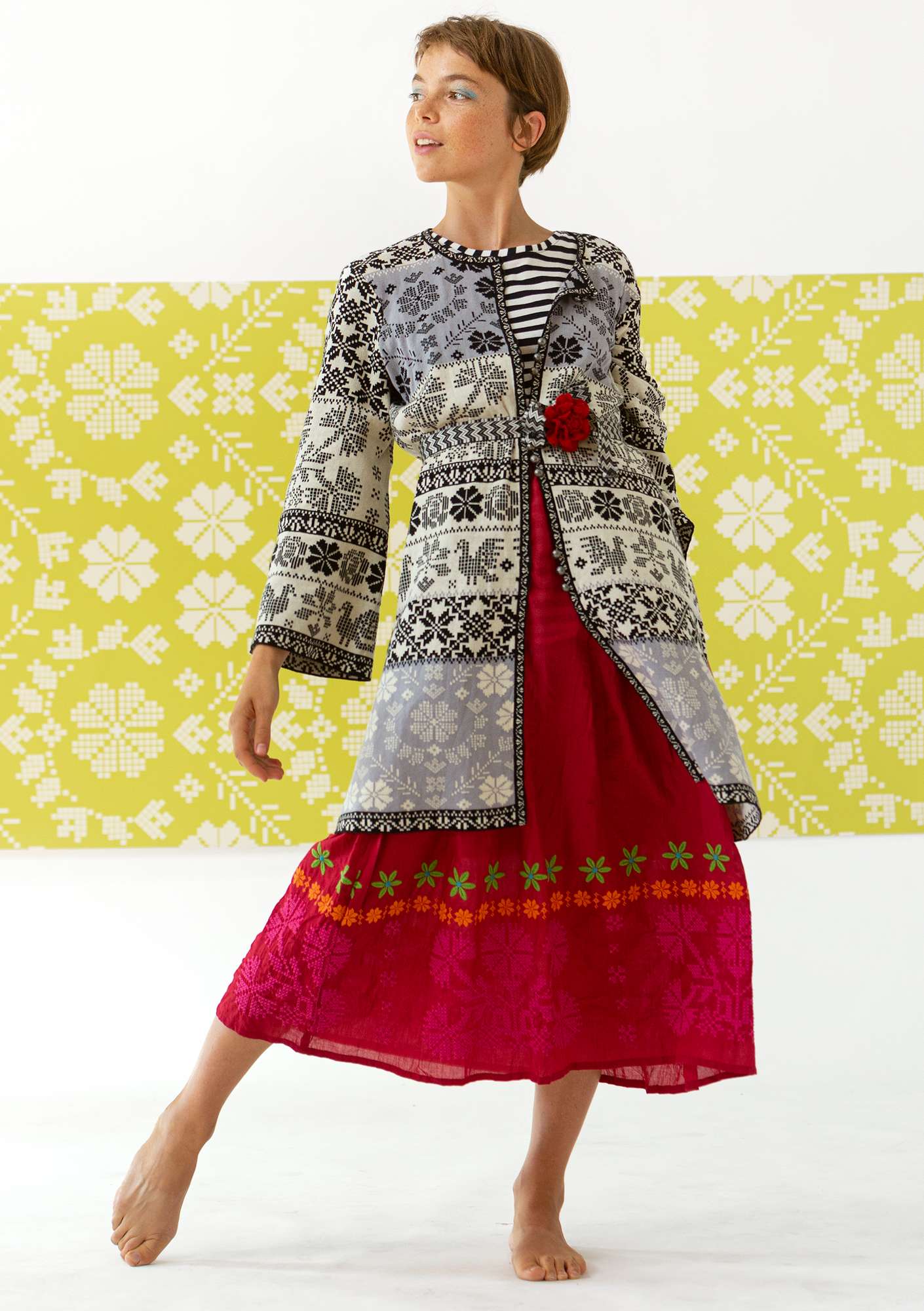  Maasi  woven organic cotton skirt cherry thumbnail