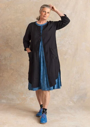 Woven linen dress - black
