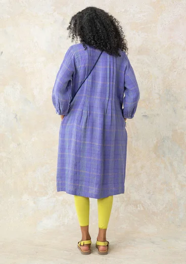 “Lillian” linen woven dress - sky blue/patterned