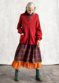 Strickjacke aus Alpakawollgemisch - papageienrott-melange