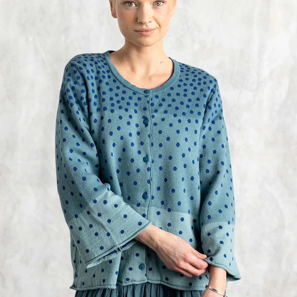 “Siv” cardigan in recycled/organic cotton - verona green