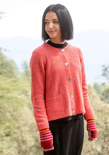 Strickjacke aus Alpakawollgemisch - koralle
