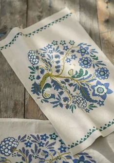 “Tree of Life” place mat in linen/cotton - bluebell