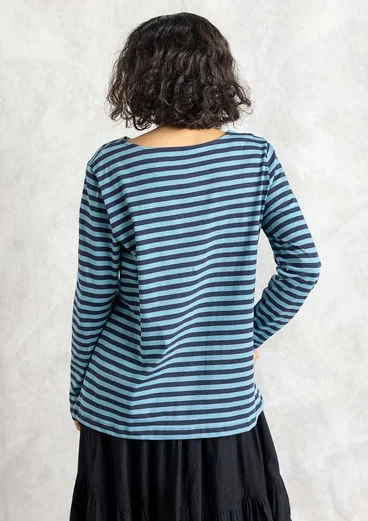 Top basique rayé en coton biologique - encre/bleu azur
