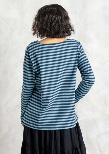 Top basique rayé en coton biologique - encre/bleu azur