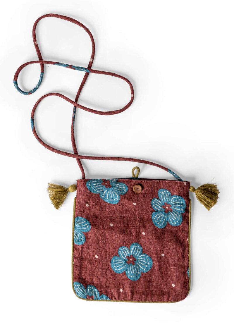 “Web” bag made of cotton/linen red curry