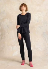 “Ebba” dotted/solid-colour jersey leggings in organic cotton/elastane - black