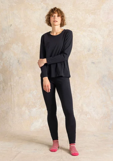 “Ebba” dotted/solid-colour jersey leggings in organic cotton/elastane - black