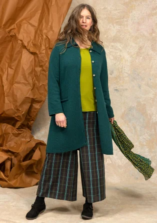 Gemusterte oder einfarbige Langstrickjacke „Wilma“ aus Lammwolle - dunkeljaspis melange