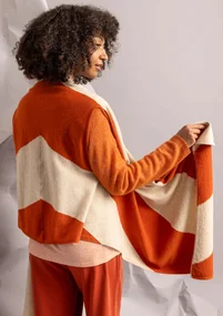 Gilet sans manches "Ray" en maille de laine d'agneau mélangée - orange brûlée/sable clair