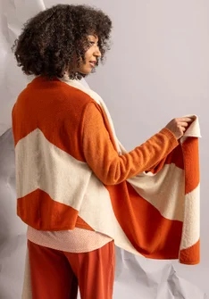 Strikket vest "Ray" i lammeuldsmiks - brændt orange/lys sand