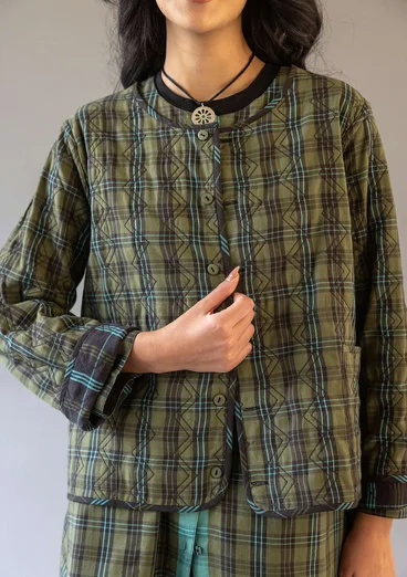 “Kerala” reversible checked organic cotton jacket - black