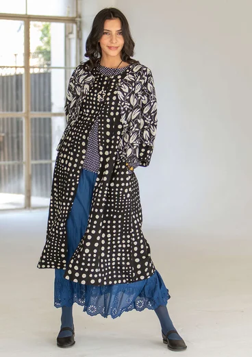 Robe "Mary" en tissu de coton biologique/lin - noir